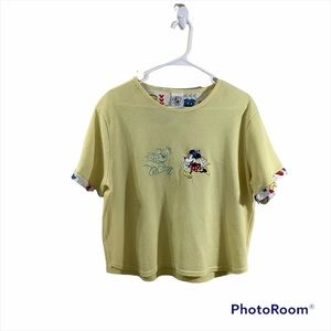Mickey & Co. Vintage Embroidered Logo Yellow Top
